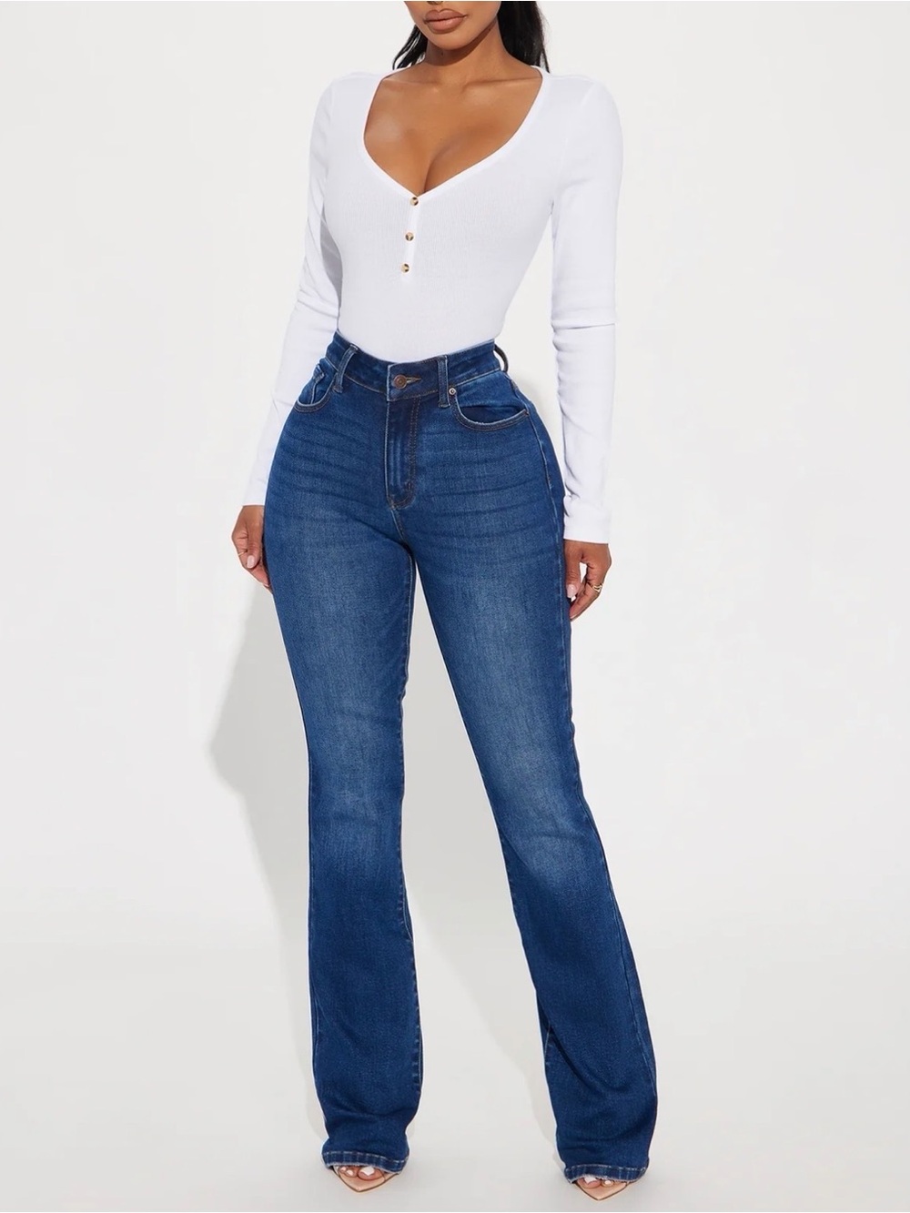 Fashion Nova - Devyn Stretch Bootcut Jeans - Dark Wash